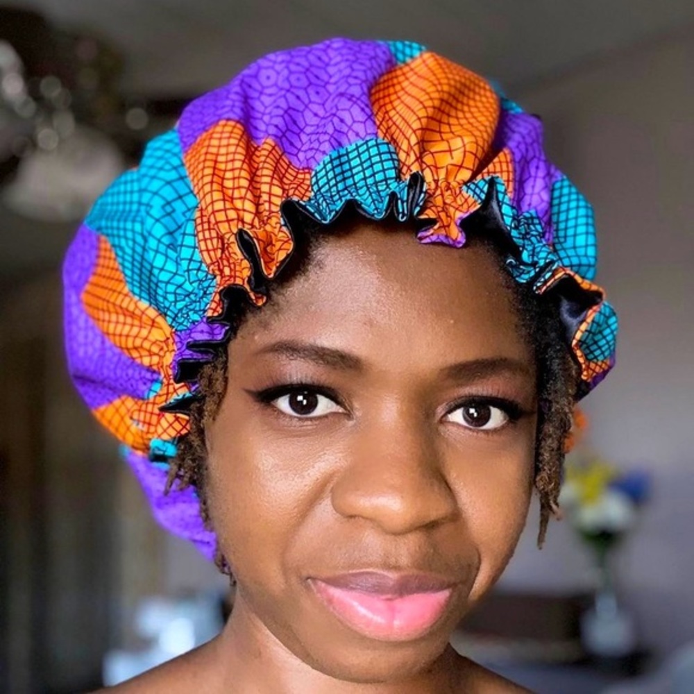 African Ankara Satin Bonnet